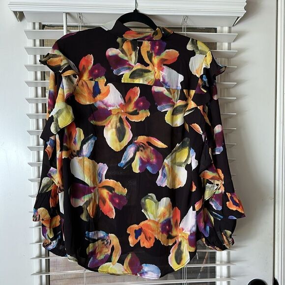 Chico’s Sz 0.5 Chiffon Botanical Shirt - Picture 10 of 13